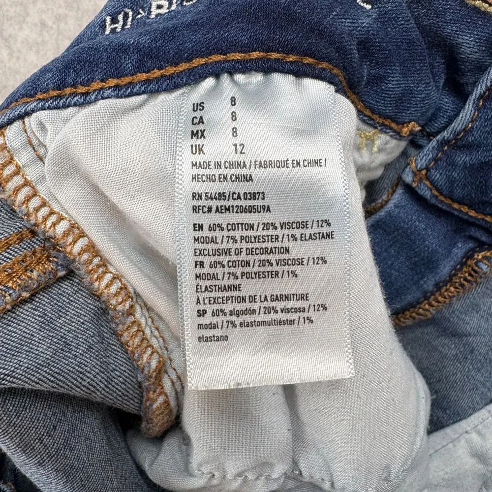 American Eagle Jeans Shorts Womens 8 Blue Dark Wash Super Stretch Distressed - Picture 7 of 8